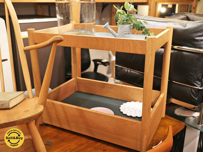 イデー IDEE ディモンシュ トローリー DIMEANCHE TROLLY ホワイトオーク無垢材 × ブラックグリーン色天板 ワゴン 現行 ～ 暮らしに溶け込むトローリー ～ 【 買取と販売とレンタルのお店 】