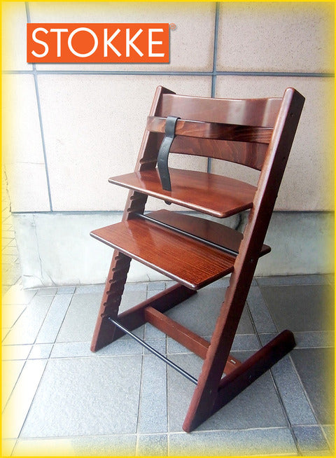 デザイン先進国ノルウェー発の世界的ロングセラー ハイチェア / ベビーチェア！ STOKKE A.S（ ストッケ社 ） 『 トリップトラップ （ 旧 曲げ木ベビーガード付！ ） 』ブラウンカラー 入荷！