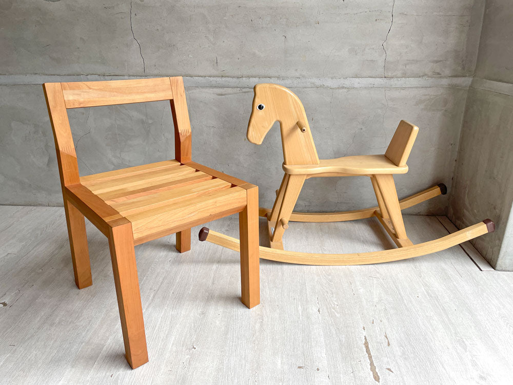 ワイスワイス WISE WISE サトヤマ03 SATOYAMA03 キッズチェア スモールチェア チェリー無垢集成材 オイルフィニッシュ ナチュラル 定価￥26250- 中古品 買い取りしました。