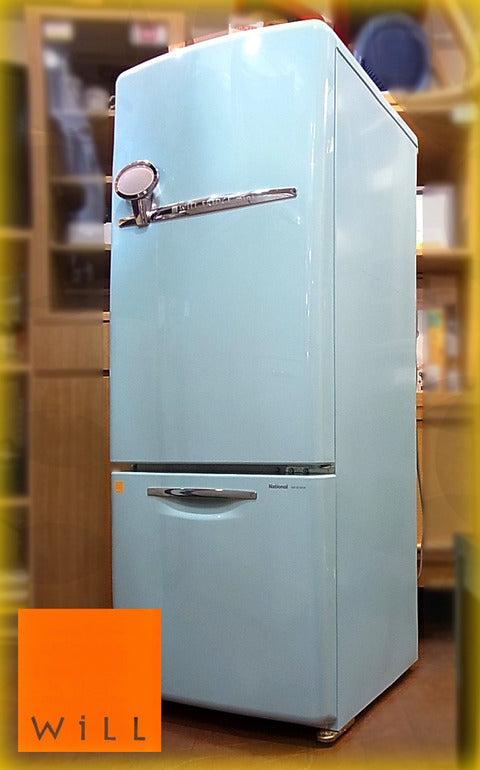 希少レアカラー再入荷！ National / ナショナル レトロデザインのボトムフリーザー冷蔵庫  '03 『 WiLL FRIDGE mini （ ウィル フリッジ ミニ ） ターコイズブルー 』 162L 【買取＆販売＆レンタル】