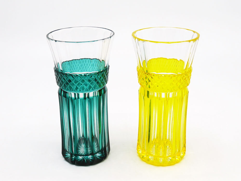 島津薩摩切子 色被せガラス 麦酒器 グラス 薩摩硝子 工芸品 2点 中古品 買い取りしました。