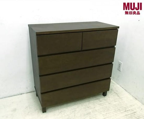 スライドレールが使いやすい☆シンプルな無印チェスト～　無印良品　MUJI  『 タモ材４段木製チェスト 』【買取と販売とレンタルのお店】