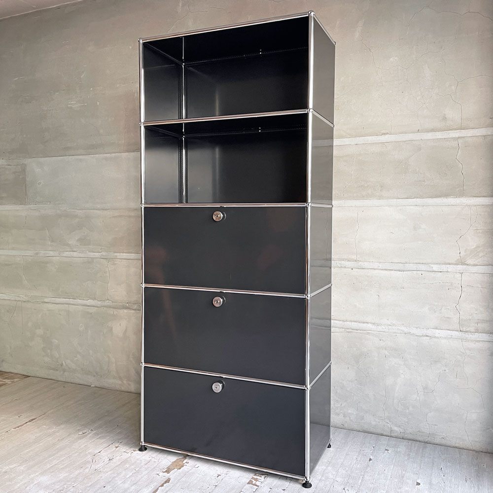 【学芸大学店】ユーエスエムハラー USMハラー USM Haller モジュラーファニチャー キャビネット シェルフ 1列5段 ドロップダウン×2+エクステンションドア パスコボックス 鍵付き グラファイトブラック アジャスター付 スイス 買取させていただきました。