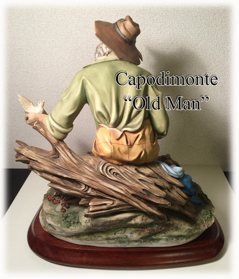 老人の背中は何を語る～ Capodimonte　カポディモンテ　Old Man 老人　figurine フィギュリン  陶器　人形【買取と販売とレンタルのお店】