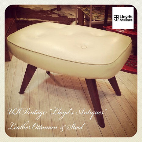 モダンな英国ヴィンテージファニチャー。”ロイズアンティークス”レザーオットマン＆スツール【出張買取＆販売＆レンタル】