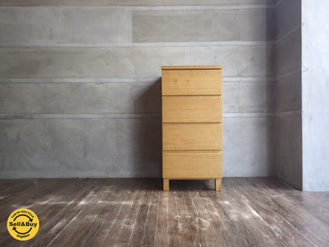 muji 無印良品 スリム 4段 チェスト ～希少なタモ材シリーズ！北欧テイストにぴったりのコンパクト収納家具♪【買取と販売とレンタルのお店】