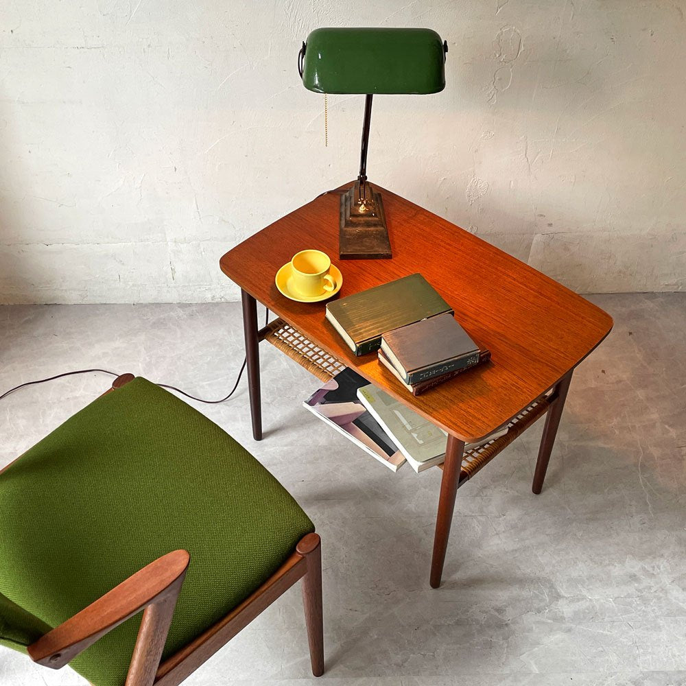 【下北沢店】デンマークビンテージ Danish Vintage コーヒーテーブル チーク材 ラタン H52cm ローテーブル 北欧ビンテージ 買取させていただきました。