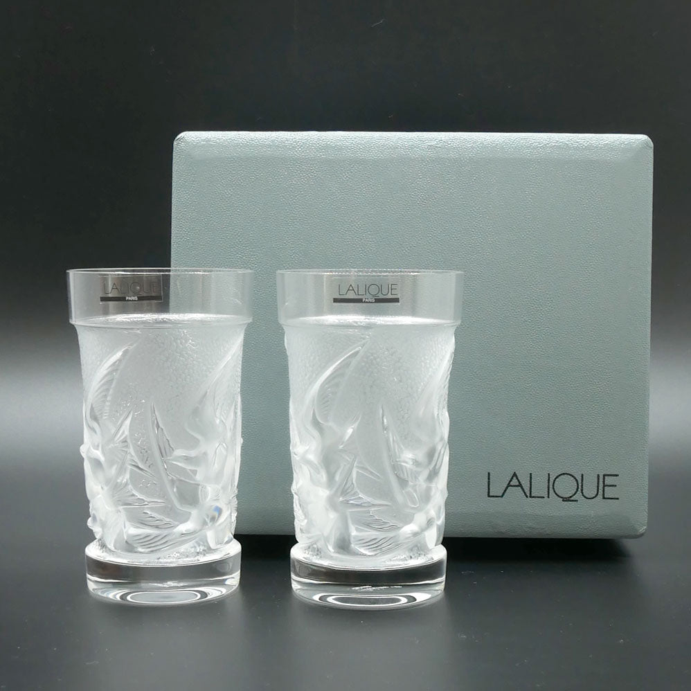 ラリック LALIQUE イロンデル ツバメ クリスタル タンブラー グラス 2客セット 箱付き 買い取りしました。