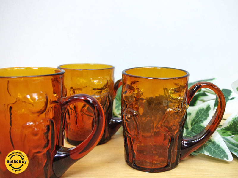 ボダ BODA マグ / ビアグラス アンバー エリックホグラン Erick Hoglund スウェーデン 3客　中古品 買い取りしました。祖師谷大蔵店 出張買取もお任せ下さい。