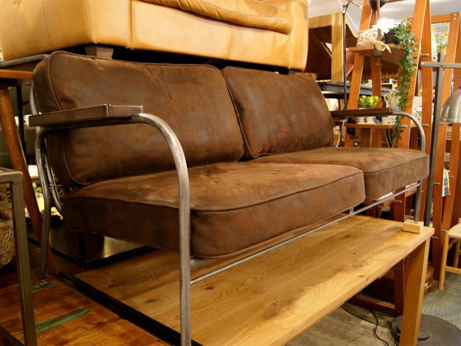 ジャーナルスタンダードファニチャー journal standard Furniture 現行 ラバルソファ LAVAL SOFA 二人掛け 美品 ～異素材が引き立ち合うバランスのとれた工業系デザイン～