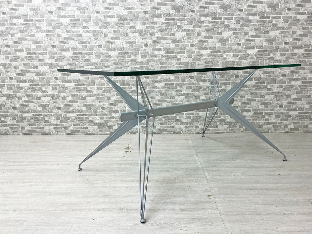 ファセム Fasem T/38 ダイニングテーブル ガラス × アルミニウム スタジオ アルキリボルト Studio Archirivolto 80's ビンテージ イタリアモダン 中古品 買い取りしました。