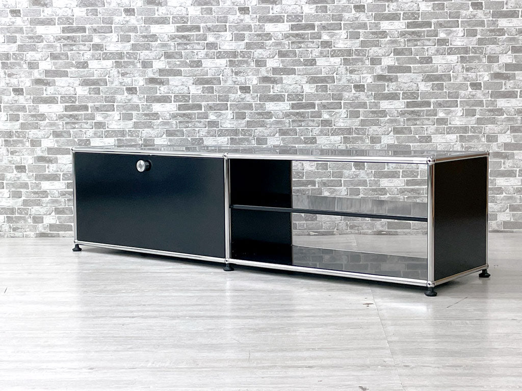 ユーエスエムハラー USMハラー USM Haller モジュラーファニチャー テレビボード AVボード キャビネット W152 ブラック ドロップダウンドア 定価￥142,528- 中古品 買い取りしました。