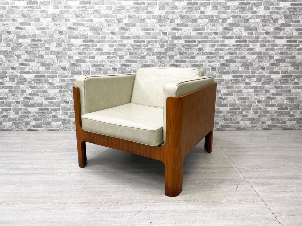 天童木工 TENDO ビンテージ Haco イージーチェア 1pソファ チーク材 プライウッドフレーム 剣持勇 名作 PVCレザー 希少廃番 ジャパニーズモダン 中古品 買い取りしました。