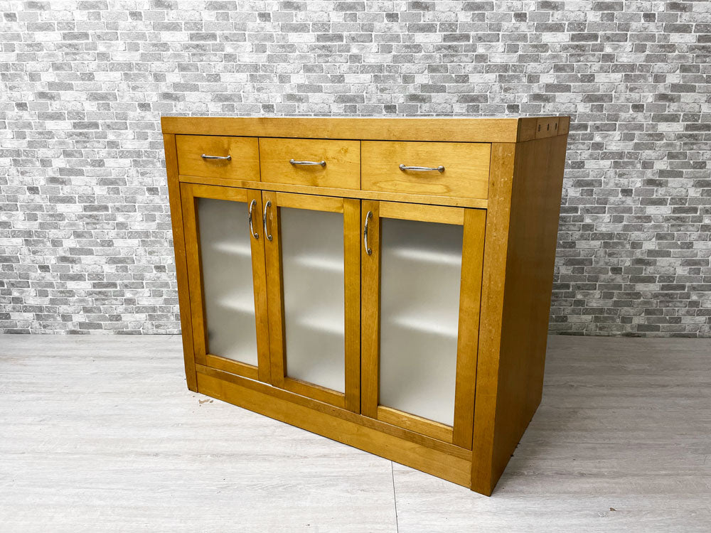 ナチュラルモダン タイルトップ キッチンカウンター アイランドカウンター W106cm 両面 食器棚 ルームディバイダー 店舗什器 中古品 買い取りしました。