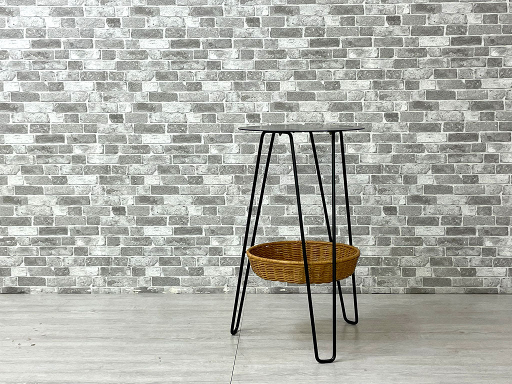 イデー IDEE ワラビー サイドテーブル WALLABY SIDE TABLE ブラック スチール×ラタン バスケット ナチュラルモダン 廃番サイズ 高さ60cm 中古品 買い取りしました。
