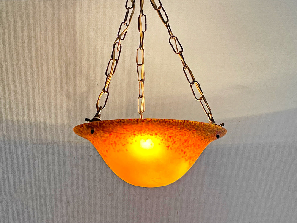 ビンテージスタイル Vintage Style ガラス ペンダントライト イエロー 3灯式 Φ34cm 吊り下げ照明 ベネチアンガラス風 レトロ 中古品  買い取りしました。