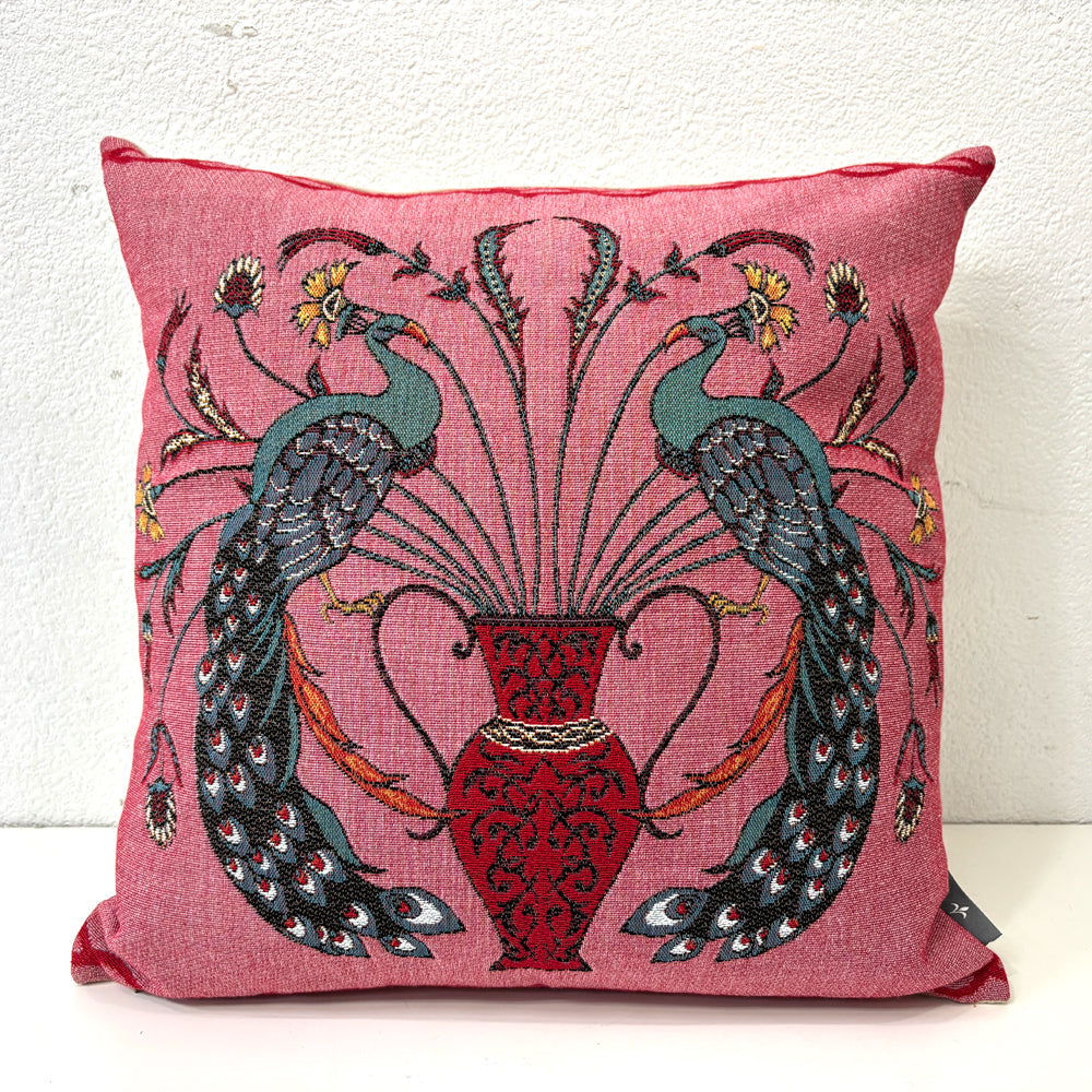 【祖師ヶ谷大蔵店】セミセコ SEMICECO ゴブラン織りクッション Art de lys 別注 44×44 cm Miho Murakami ピンク 孔雀 クジャク 壺 定価￥14,300- 買取させていただきました。
