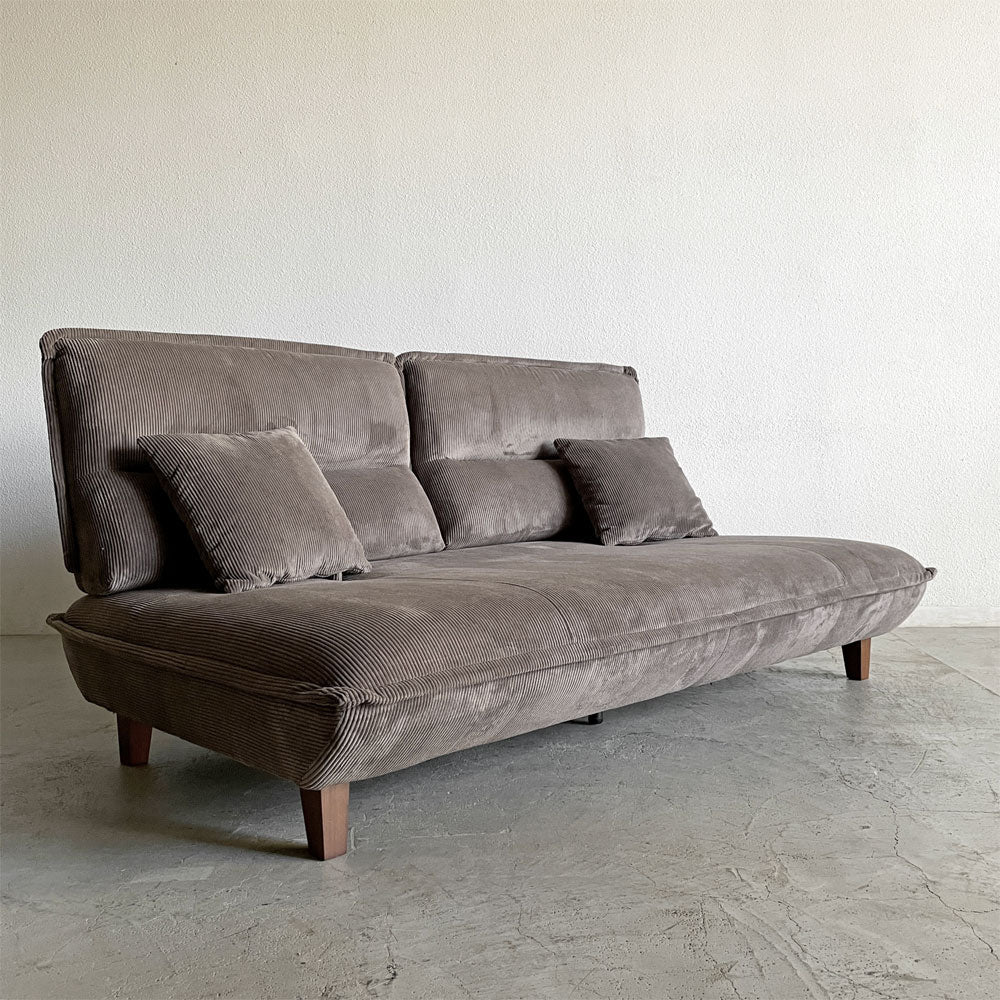 【登戸BASE店】関家具 グランパ Granpa 3人掛けソファ 背もたれ前後スライド式 W188cm コーデュロイ ブラウン クッション付 買取させていただきました。