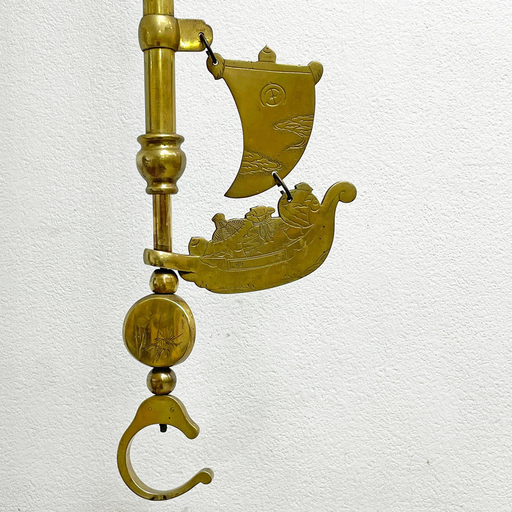 【祖師ヶ谷大蔵店】古い自在鉤 トランメルフック 真鍮 宝船 H150～195cm 囲炉裏 古民具 古道具 買取させていただきました。