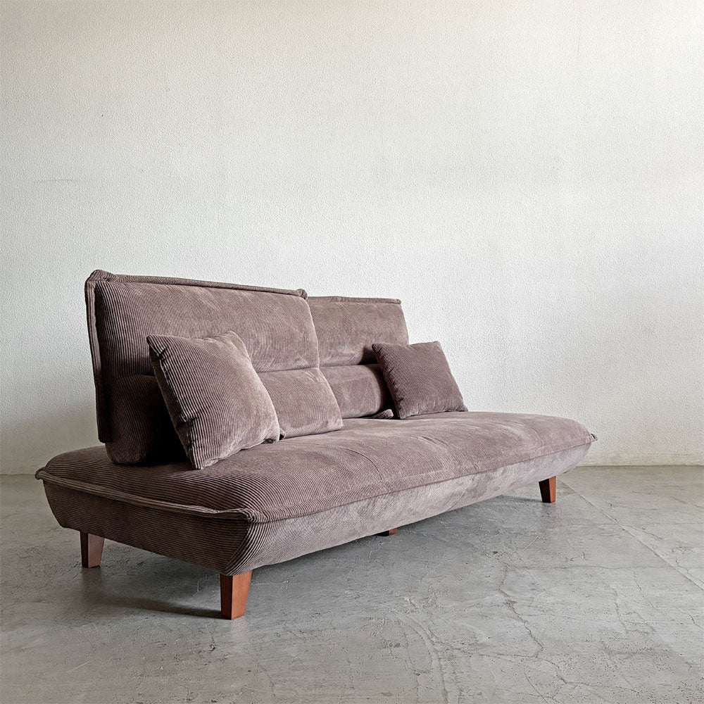 【登戸BASE店】関家具 グランパ Granpa 3人掛けソファ 背もたれ前後スライド式 W188cm コーデュロイ ブラウン クッション付 買取させていただきました。