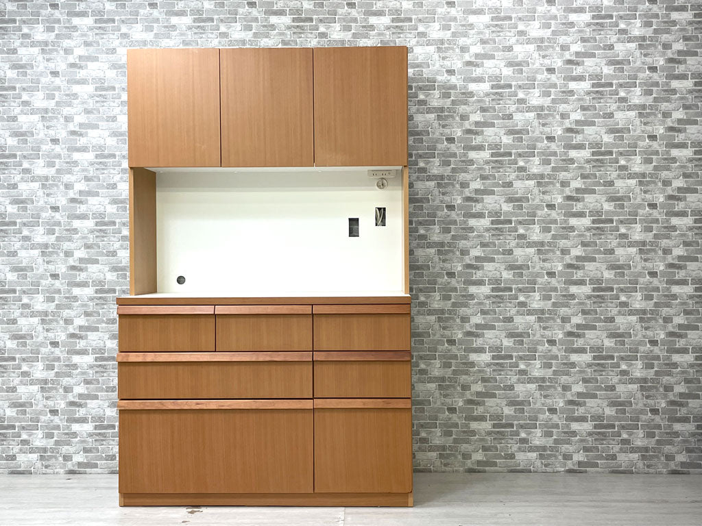 生松工芸 コンフォートスタイル comfort style マルシェ キッチンボード 食器棚 キャビネット ブラックチェリー材 W120cm モダンデザイン 定価￥128,000- 買い取りしました。