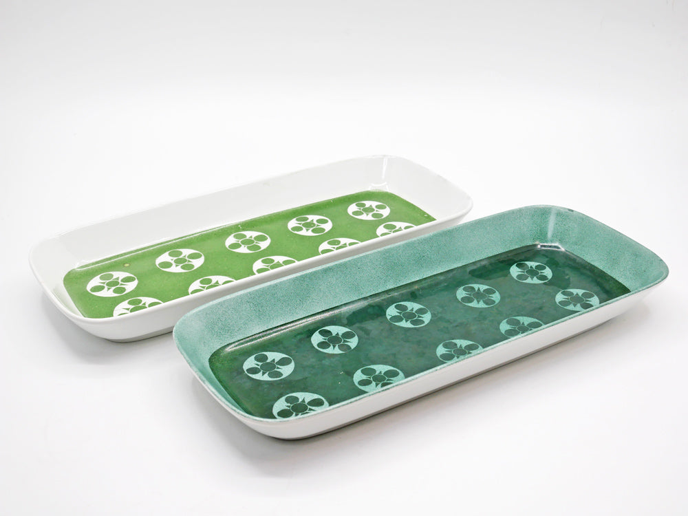 アラビア ARABIA L2モデル レクタングルプレート rectangle plate ライトグリーン 長皿 カーリナ・アホ Kaarina Aho フィンランド 北欧ビンテージ 希少 2点 中古品 買い取りしました。