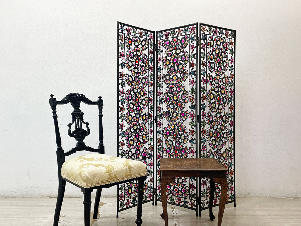 モロッカンアンティークスタイル Moroccan Antique Style ビーズパーテーション 3連 ミックスS H140cm 衝立 間仕切り スクリーン 中古品 買い取りしました。