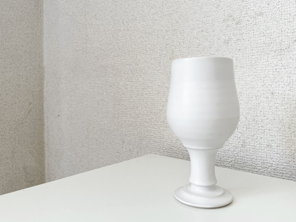 濱中史朗 Shiro Hamanaka ワイングラス ホワイト H12cm 萩焼 現代作家  中古品  買い取りしました。