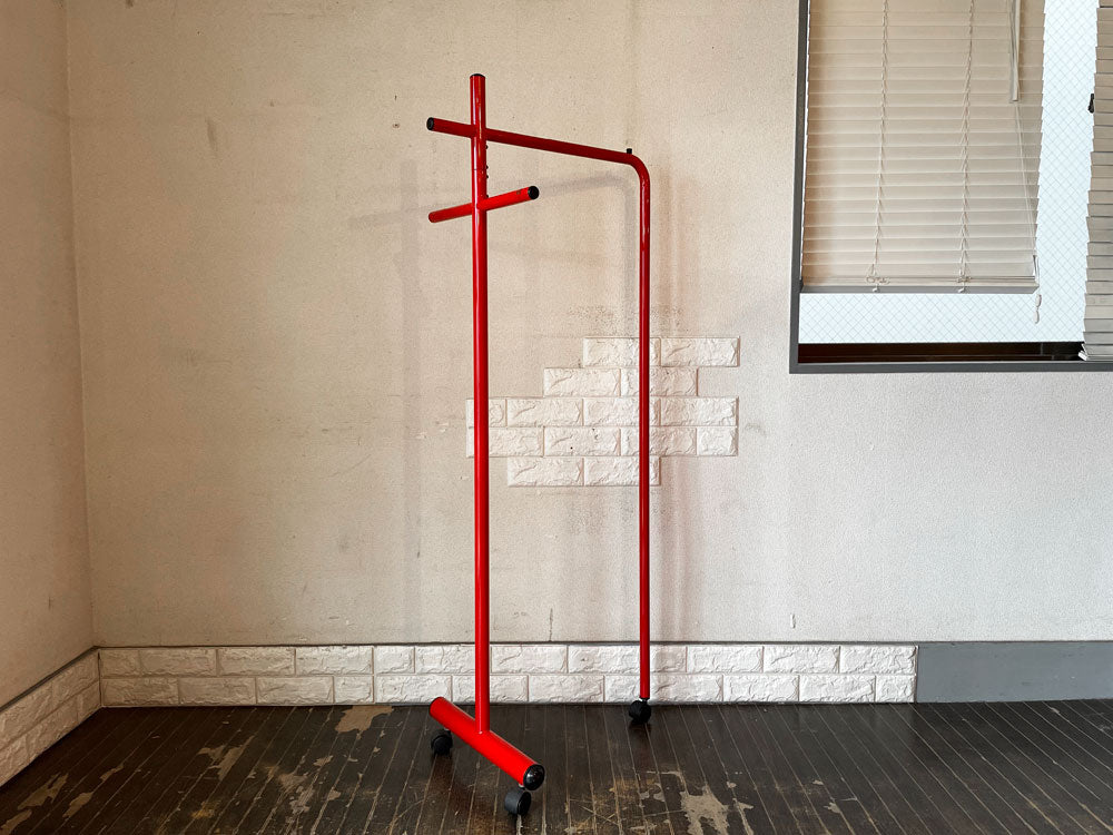 ビンテージ Vintage スチール ハンガーラック コートハンガー レッド H150cm キャスター付 スペースエイジ ポストモダンデザイン 中古品  買い取りしました。