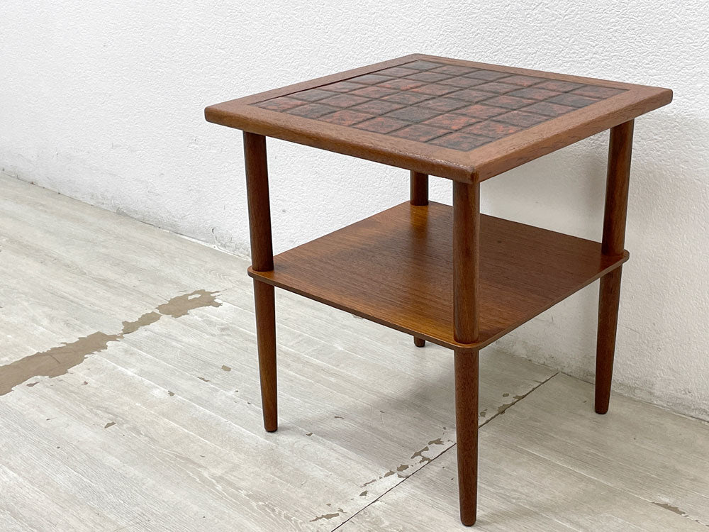 北欧ビンテージ Scandinavian vintage タイルトップ サイドテーブル ナイトテーブル チーク材 W39.5cm 中古品 買い取りしました。