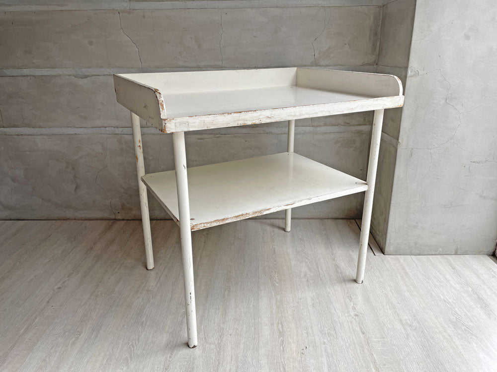フレンチビンテージ Vintage ホワイトペイント ラック付きテーブル 2段シェルフ シャビーシック エイチピーデコ H.P.DECO 取扱い 中古品 買い取りしました。