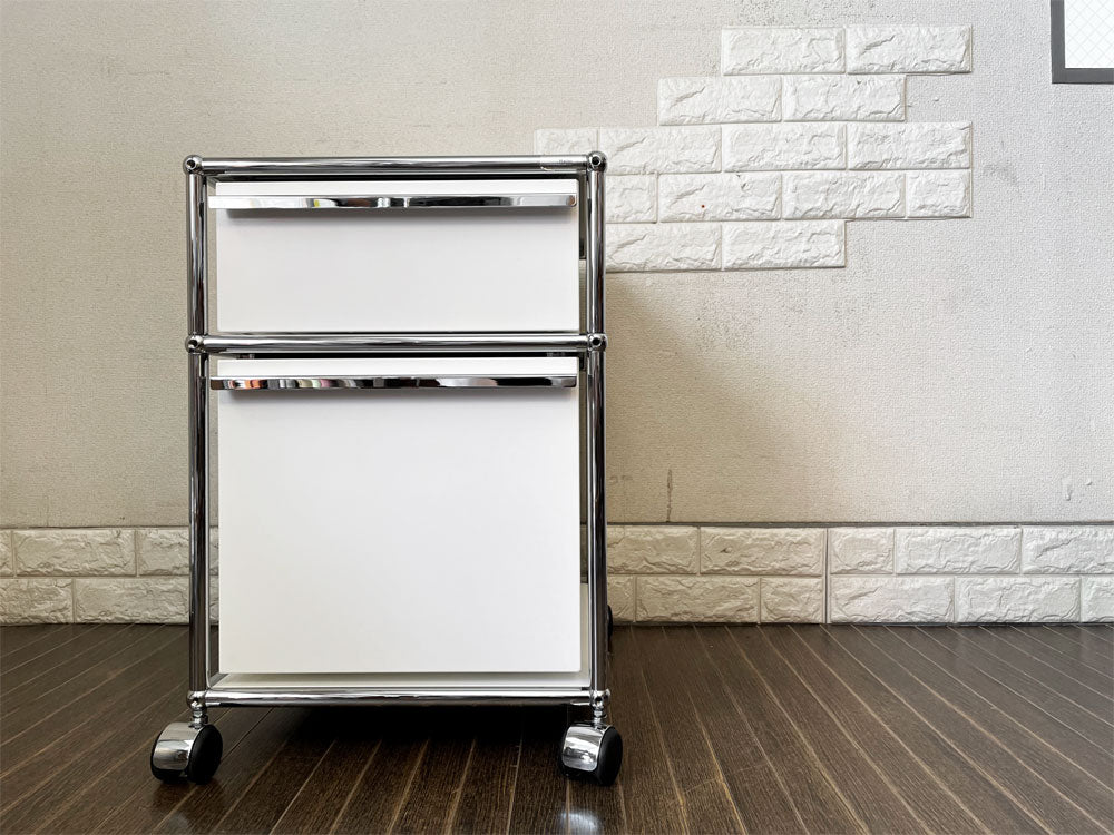 ユーエスエムハラー USM Haller モジュラーファニチャー Modular Furniture ハラーシステム デスクワゴン 2ドロワー ピュアホワイト トレイ付 ロールボーイ  中古品  買い取りしました。
