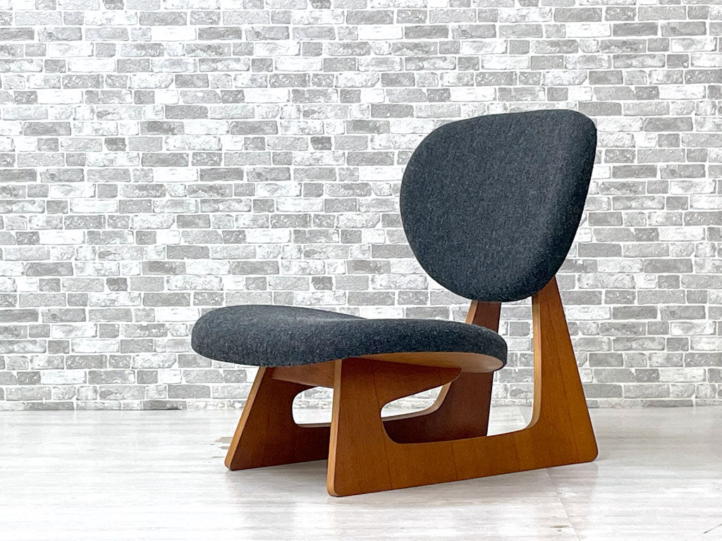 天童木工 Tendo ビンテージ チーク材 低座椅子 低座イス 長大作 坂倉準三建築研究所 ジャパニーズモダン 希少 名作 グッドデザイン賞受賞 グレー ファブリック張替済 中古品 買い取りしました。