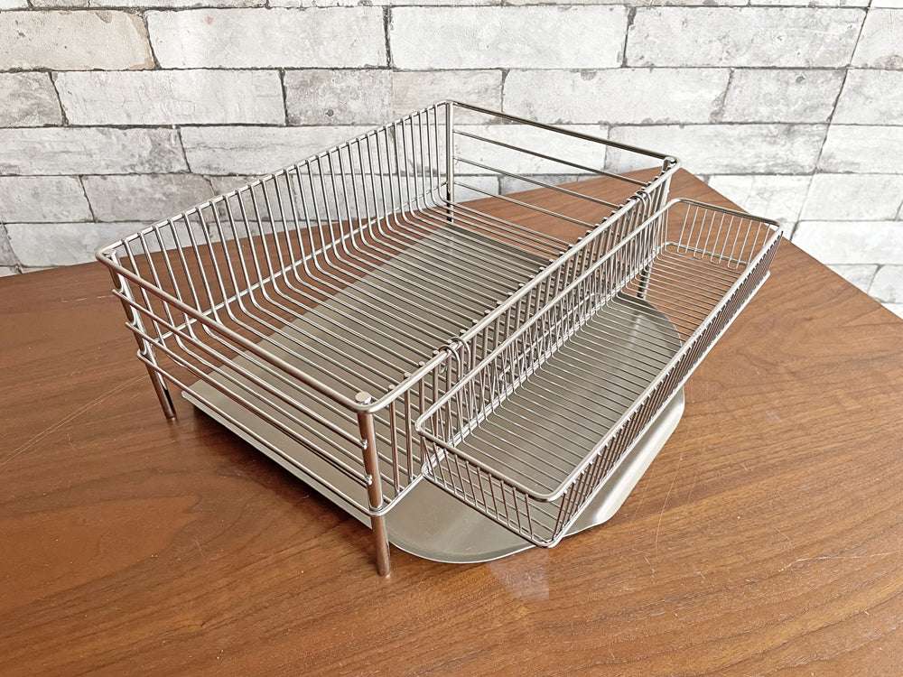 ラバーゼ la base 水切りかご 小 18-8ステンレス製 ポケット＆トレー付 3点セット 35×32cm 縦置き型 シリコーンゴム足付属 合計定価￥15,400- 中古品 買い取りしました。
