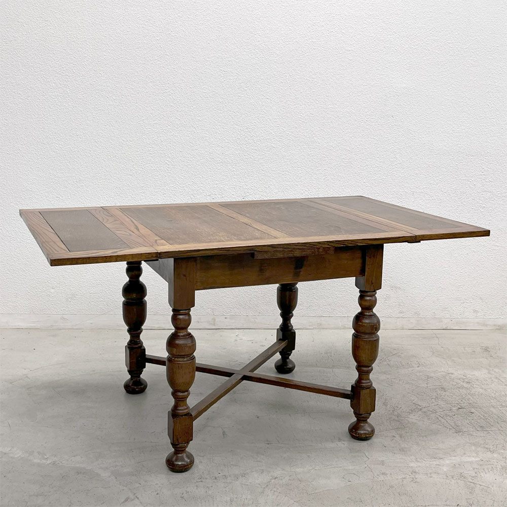 【登戸BASE EC店】UKビンテージ オーク材 ドローリーフテーブル バルボスレッグ X桟 買取させていただきました。