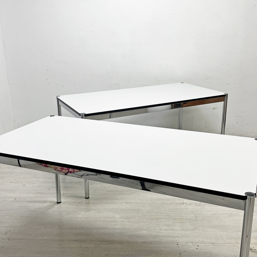 【祖師ヶ谷大蔵店】USMモジュラーファニチャー USM Haller USMハラーテーブル ワーキングデスク ダイニングテーブル W150×D75×H74cm アジャスター パールグレーラミネート(ホワイト) 高さ調整機能付 ×2 買取させていただきました。