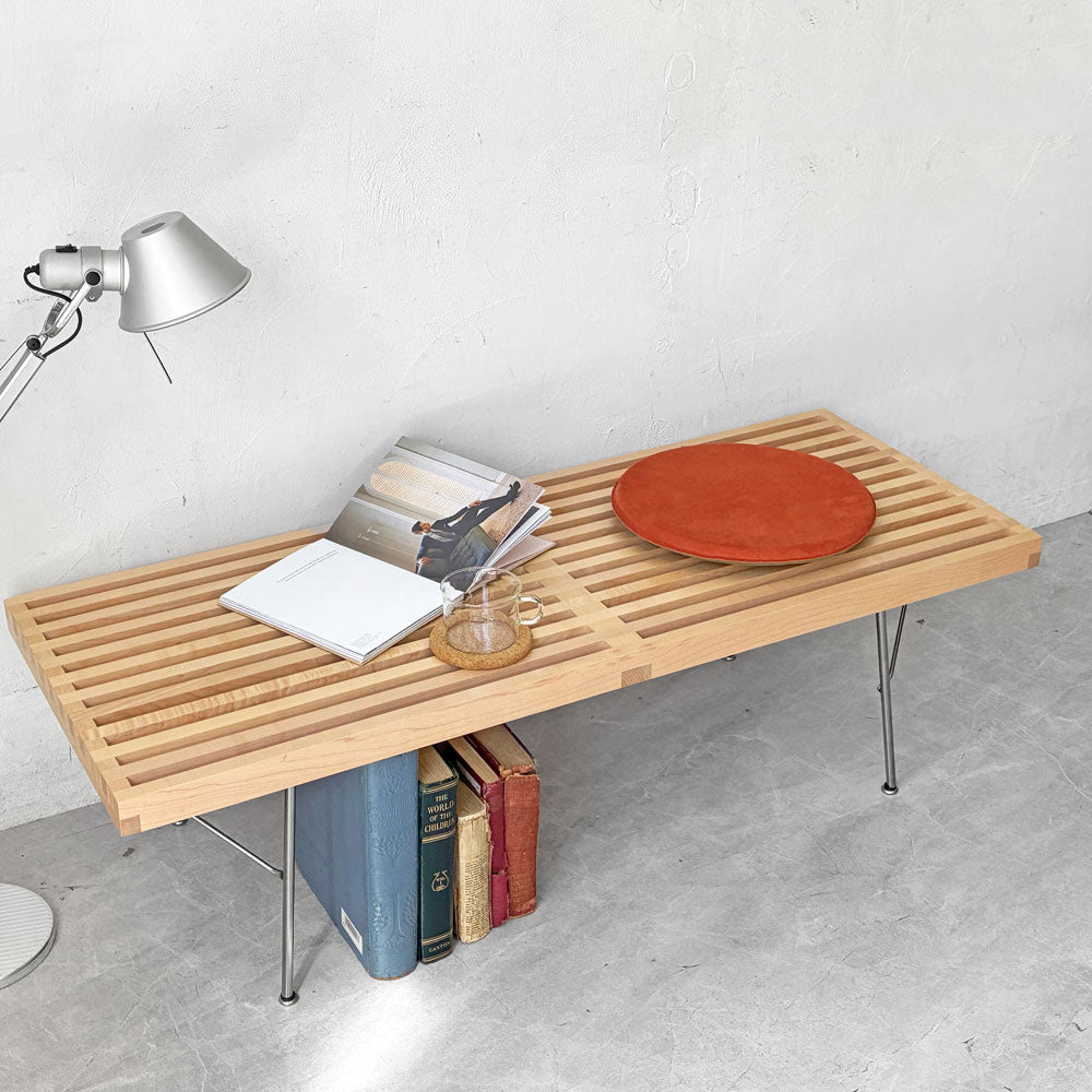 【下北沢店】ハーマンミラー Herman Miller プラットフォームベンチ Platform Bench ネルソンベンチ メープル メタルベース W122㎝ ジョージネルソン ミッドセンチュリー 美品 ★ 買取させていただきました。