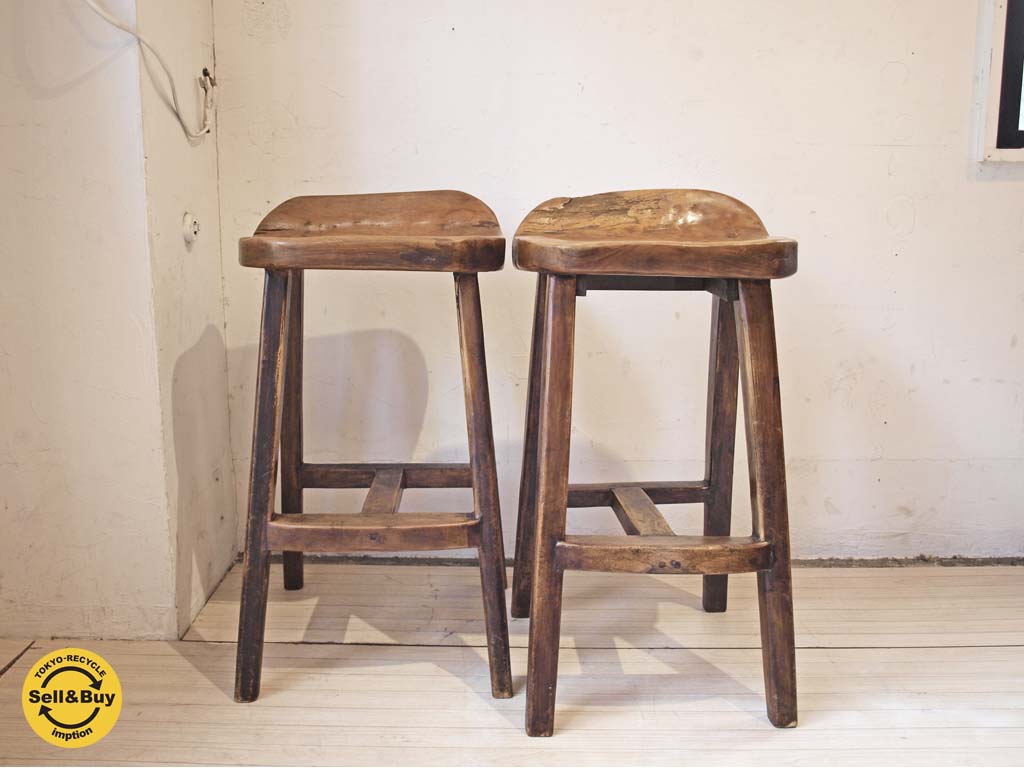 無垢材 ハイスツール カウンタースツール バーチェア クラフト系 ヴィンテージスタイル 中古品 買い取りしました。