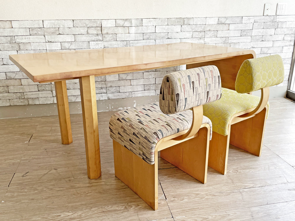 日進木工 NISSIN プー puu ダイニングテーブル メープル材 & ダイニングチェア mina perhonen生地 皆川明 アクタス ACTUS 取扱 希少 中古品 買い取りしました。