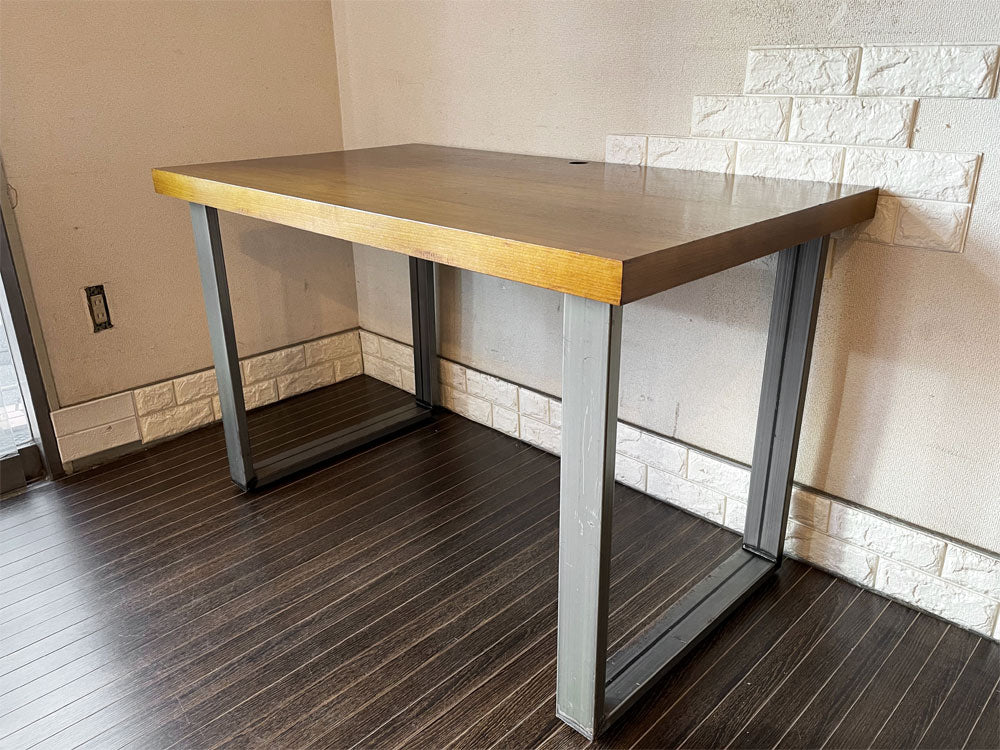 インダストリアルデザイン Industrial design ウォールナット天板 × 鉄脚 ワーキングテーブル デスク 作業机W110cm オーダーメイド 中古品  買い取りしました。