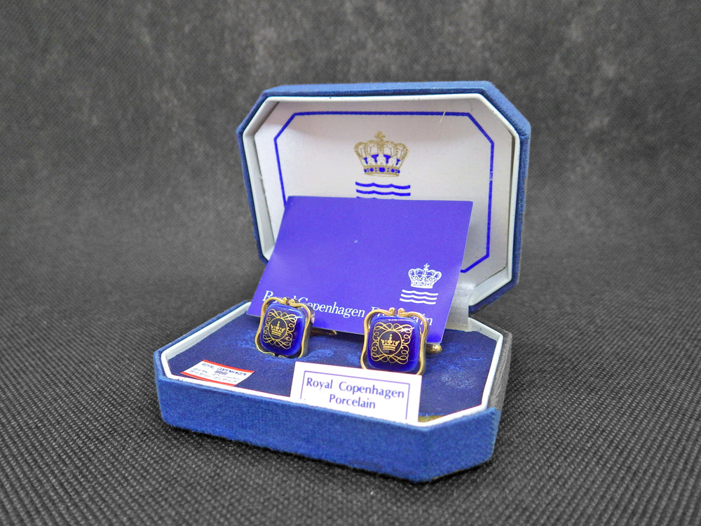 ロイヤルコペンハーゲン Royal Copenhagen カフス ネイビー × ゴールド デンマーク 北欧雑貨 中古品 買い取りしました。