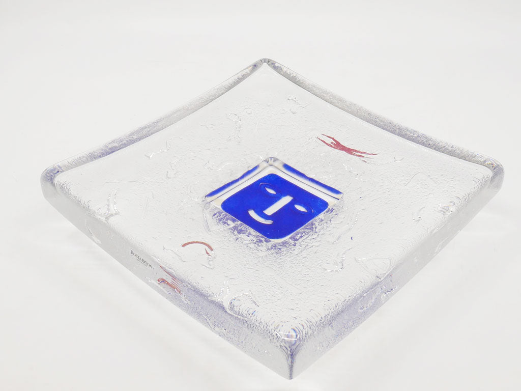 コスタボダ Kosta Boda ドミノ DOMINO シリーズ 青い顔 ガラスディッシュ バーティル・ヴァリーン Bertil Vallien 買い取りしました。