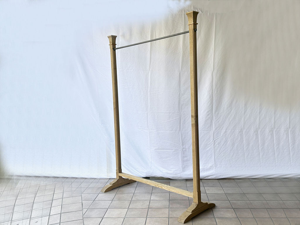 フレンチカントリースタイル オーク材 ハンガーラック オイルフィニッシュ アンティークスタイル 店舗什器 W123cm 中古品 買い取りしました。