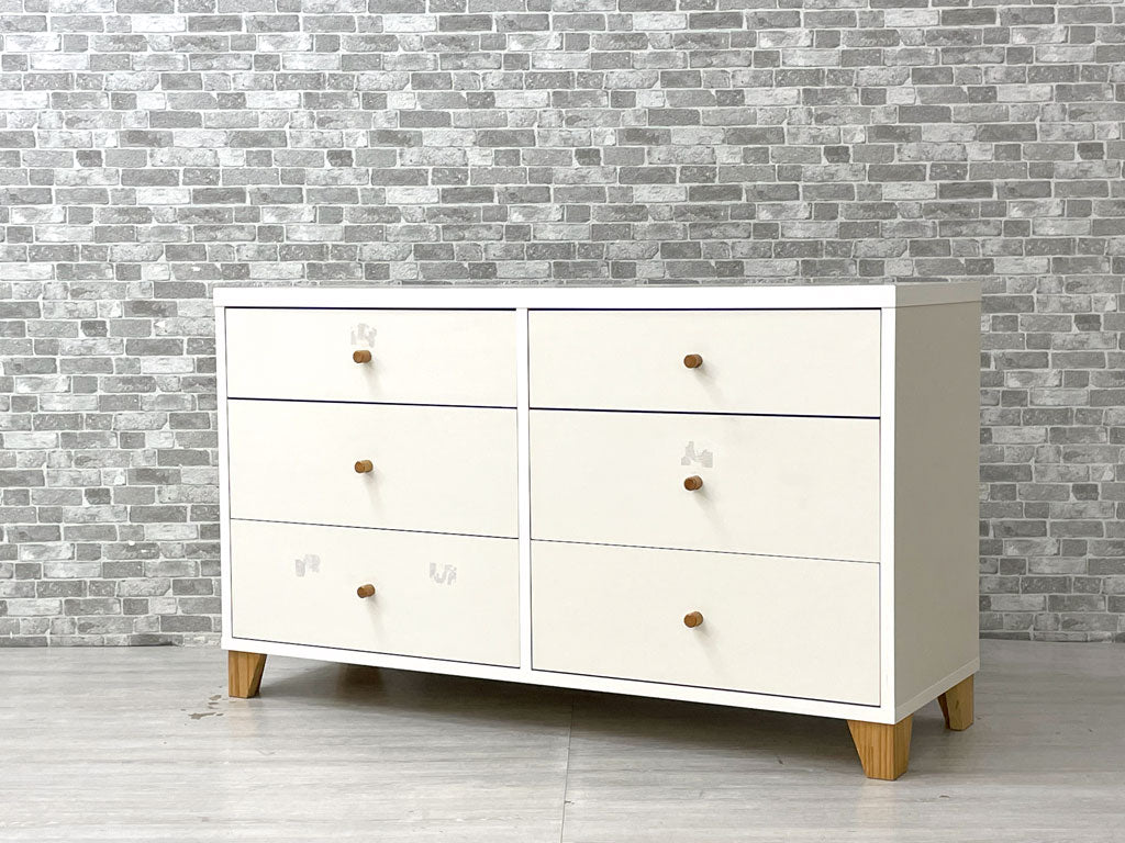 モモナチュラル Momo Natural ラブチェスト LOVE 6ドロワー ワイド ホワイト 中古品 買い取りしました。