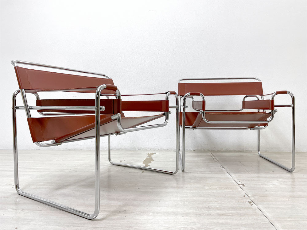 ワシリーチェア Wassily Chair 本革 マルセルブロイヤー バウハウス 名作家具 モダニズムデザイン リプロダクト品 2脚 中古品 買い取りしました。