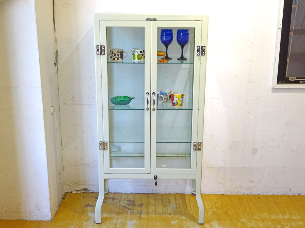 ダルトン DULTON ドクターキャビネット Doctor cabinet S ケビント キュリオケース ディスプレイラック 飾り棚 ガラス スチール アイボリー下北沢 中古品 買い取りしました。