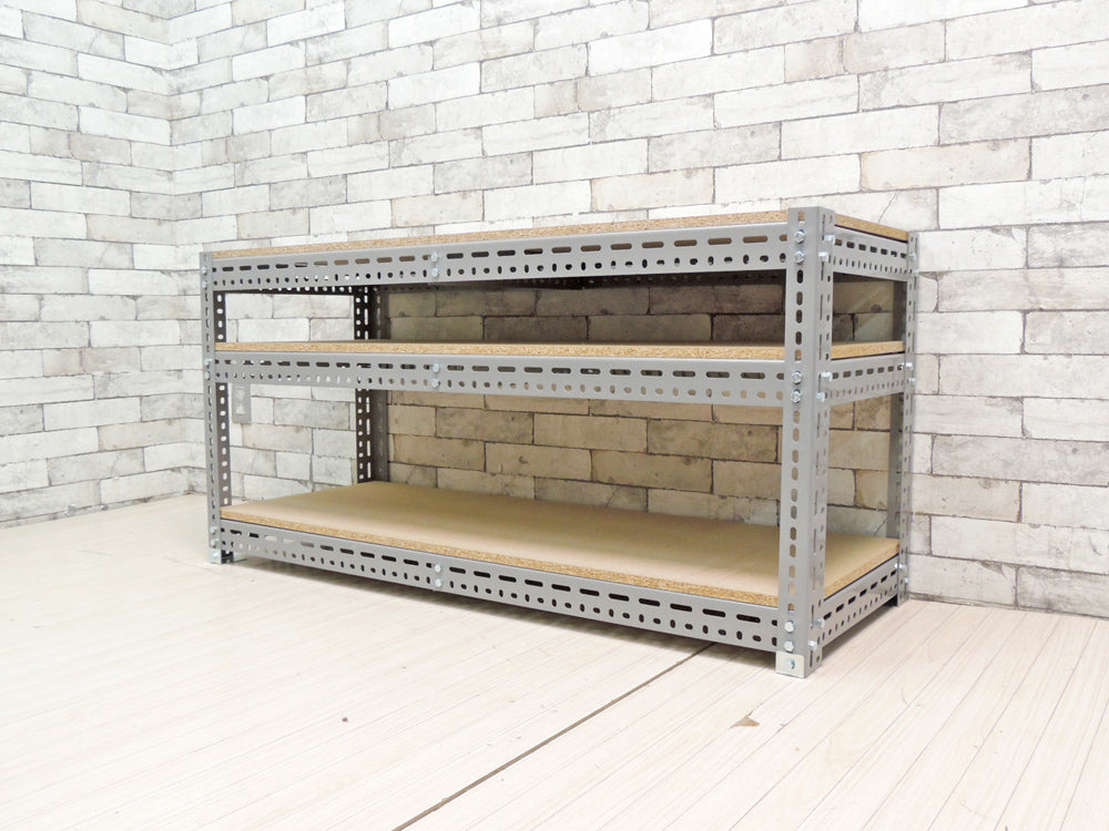 インダストリアルデザイン Industrial Design スチールラック ワイドシェルフ 店舗什器 工業系 3段グレー  中古品 買い取りしました。
