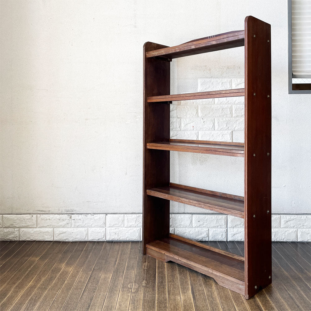 【経堂店】ジャパンビンテージ Japan Vintage 古い木味の本棚 5段 ブックシェルフ オープンシェルフ 飾り棚 W63.5cm 昭和レトロ 古家具 買取させていただきました。