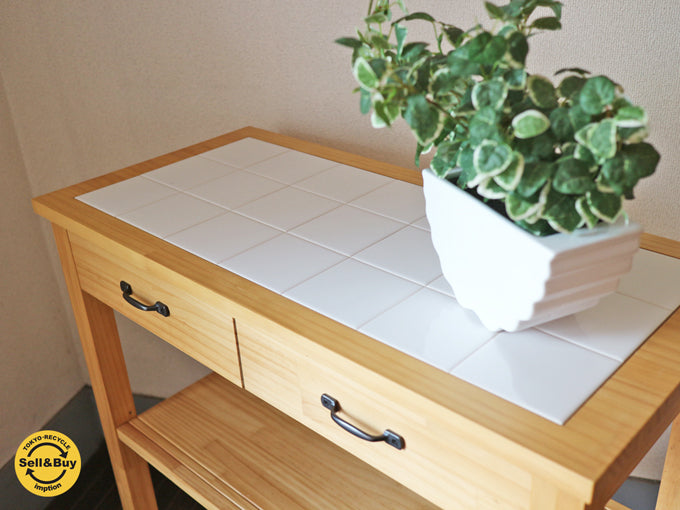 モモナチュラル Momo natural ランド LAND タイルトップ キッチンワゴン  ～キッチン回りを可愛く、そして便利に～ 【 買取と販売とレンタルのお店 】