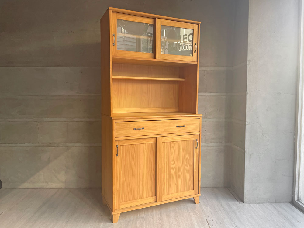 モモナチュラル Momo Natural ランド LAND キッチンボード レンジボード 食器棚 パイン材 定価￥97,900-  中古品 買い取りしました。